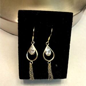 Sterling Silver:  teardrops earrings with fringe link chains